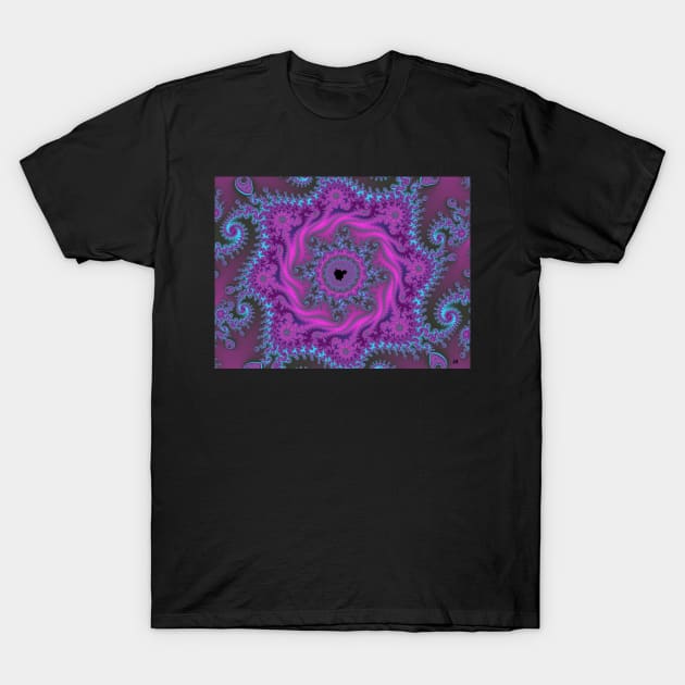 Pink and Teal Fractal Ropes T-Shirt by Edward L. Anderson 